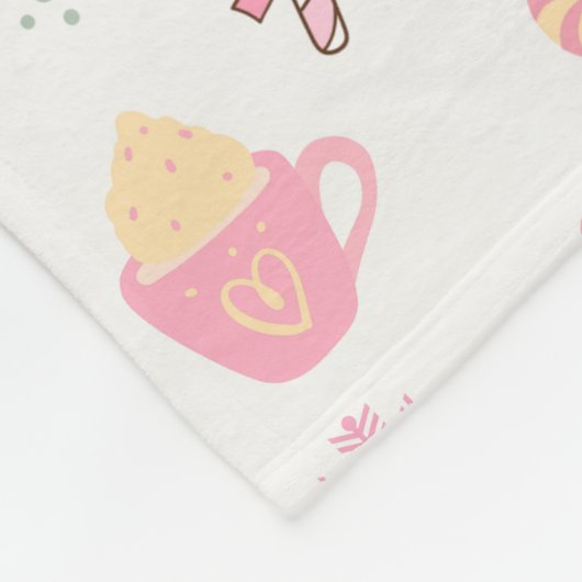 Rosa Weihnachtsmuster Fleecedecke (Ecke)