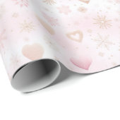 Rosa Weihnachtsmuster Geschenkpapier (Rolleneckpunkt)