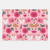 Rosa Weihnachtsmuster Geschenkpapier Set (Vorderseite 2)