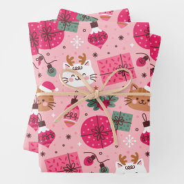 Rosa Weihnachtsmuster Geschenkpapier Set