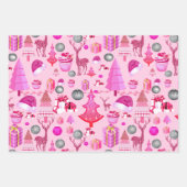 Rosa Weihnachtsmuster Geschenkpapier Set (Vorderseite 2)