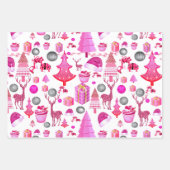 Rosa Weihnachtsmuster Geschenkpapier Set (Vorderseite)