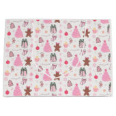 Rosa Weihnachtsmuster Große Geschenktüte (Vorderseite)