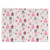 Rosa Weihnachtsmuster Große Geschenktüte (Rückseite)