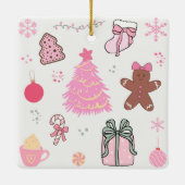 Rosa Weihnachtsmuster Keramikornament (Rückseite)