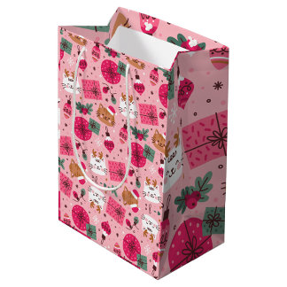 Rosa Weihnachtsmuster Mittlere Geschenktüte