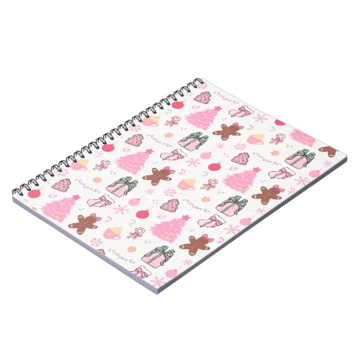 Rosa Weihnachtsmuster Notizblock (Linke Seite)