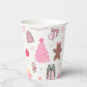 Rosa Weihnachtsmuster Pappbecher (Rückseite)