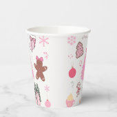 Rosa Weihnachtsmuster Pappbecher (Links)