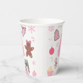 Rosa Weihnachtsmuster Pappbecher (Rechts)