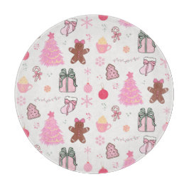 Rosa Weihnachtsmuster Schneidebrett