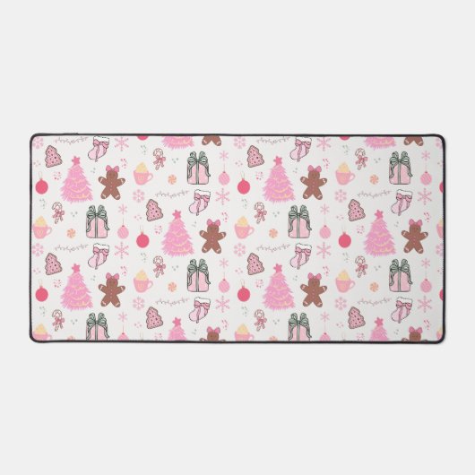 Rosa Weihnachtsmuster Schreibtischunterlage (Vorderseite)