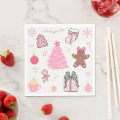Rosa Weihnachtsmuster Serviette (Beispiel)