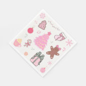 Rosa Weihnachtsmuster Serviette (Ecke)
