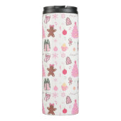 Rosa Weihnachtsmuster Thermosbecher (Rückseite)