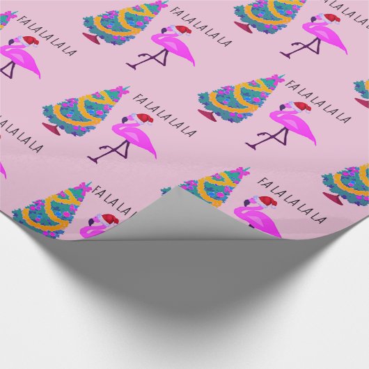 Rosa WeihnachtsPackpapier Flamingo-Sankt Geschenkpapier (Ecke)