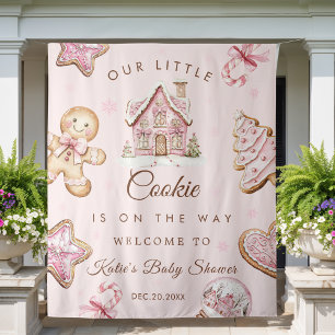 Rosa Weihnachtsplätzchen-Baby-Party-Tapete für Mäd Wandteppich