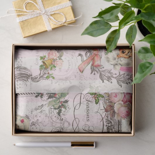 Rosa Weihnachtsprojektrahmen Vol. 1 Decoupage Seidenpapier (Geschenk)