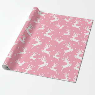 Rosa Weihnachtsrotwild-Packpapier Geschenkpapier