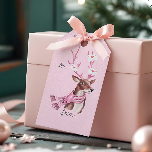 Rosa Weihnachtsrückführung Vintag von Geschenkanhänger