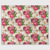 Rosa Weihnachtsschmuck auf Holz Geschenkpapier (Flach)