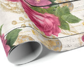 Rosa Weihnachtsschmuck auf Holz Geschenkpapier (Rolleneckpunkt)