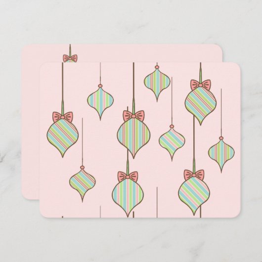 Rosa Weihnachtsschmuck Einladungen (Vorne/Hinten)