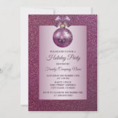 Rosa Weihnachtsschmuck Feiertage Party Glitzer Einladung (Vorderseite)