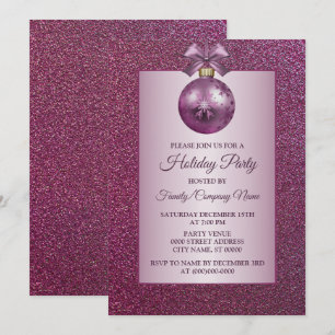 Rosa Weihnachtsschmuck Feiertage Party Glitzer Einladung