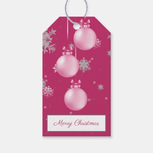 Rosa Weihnachtsschmuck Geschenk Tag Geschenkanhänger (Vorderseite)