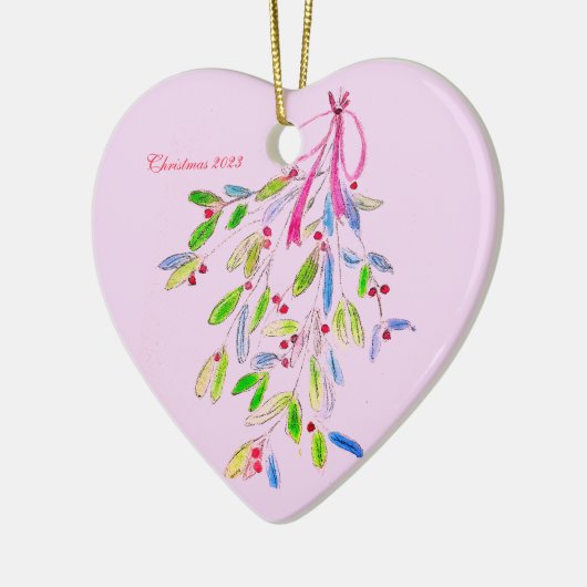 Rosa Weihnachtsschmuck mit Mistleton (Links)