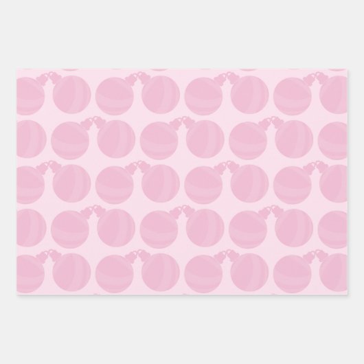 Rosa Weihnachtsschmuck Muster Trio Holiday Geschenkpapier Set (Vorderseite 3)