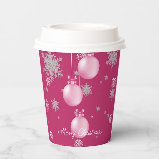 Rosa Weihnachtsschmuck Papier Cup Pappbecher (Rückseite)