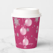 Rosa Weihnachtsschmuck Papier Cup Pappbecher (Vorderseite)