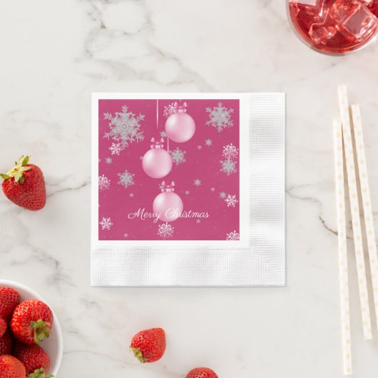 Rosa Weihnachtsschmuck Papier Napkin Serviette (Beispiel)
