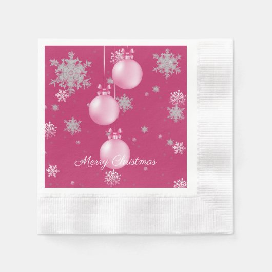 Rosa Weihnachtsschmuck Papier Napkin Serviette (Vorderseite)