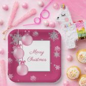 Rosa Weihnachtsschmuck Papierplatte Pappteller (Party)
