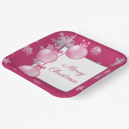 Rosa Weihnachtsschmuck Papierplatte Pappteller (Gewinkelt)