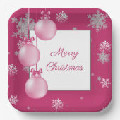 Rosa Weihnachtsschmuck Papierplatte Pappteller (Vorderseite)