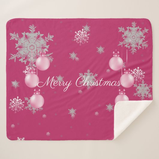 Rosa Weihnachtsschmuck Sherpa Blanket Sherpadecke (Vorderseite (Horizontal))