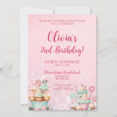 Rosa Weihnachtsschneeflocke Gebäck 2. Geburtstag Einladung (Vorderseite)