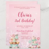 Rosa Weihnachtsschneeflocke Gebäck 2. Geburtstag Einladung