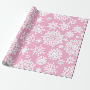 Rosa Weihnachtsschneeflocke-Muster-Packpapier Geschenkpapier