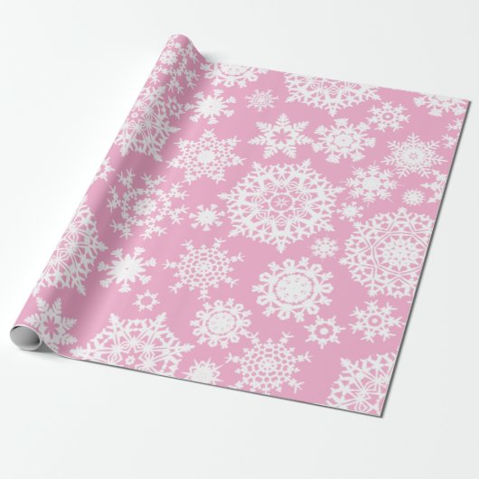 Rosa Weihnachtsschneeflocke-Muster-Packpapier Geschenkpapier (Ungerollt)