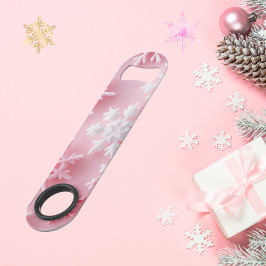 Rosa Weihnachtsschneeflocke Speed Flaschenöffner