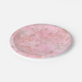 Rosa Weihnachtsschneeflocken Boho Pattern Pappteller (Schrägansicht)
