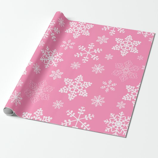 Rosa Weihnachtsschneeflocken eisig Geschenkpapier (Ungerollt)
