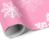 Rosa Weihnachtsschneeflocken eisig Geschenkpapier (Rolleneckpunkt)