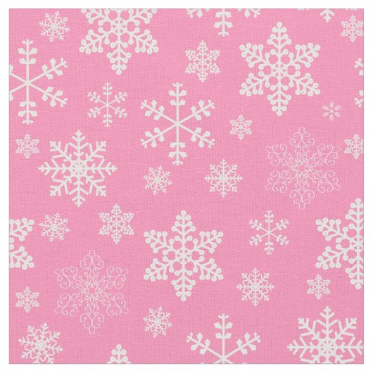 Rosa Weihnachtsschneeflocken eisig Stoff (Nahaufnahme)