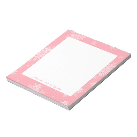Rosa Weihnachtsschneeflocken Notepad Notizblock (Rotiert)